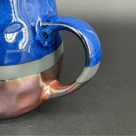 Potter's Corner Jayde Dip Royal Blue Dye Coffee Mug Hammered Bulb 16oz - Picture 4 of 10